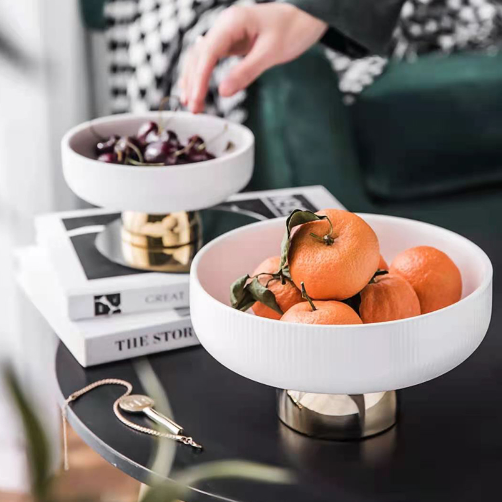 Decorative White Ceramic Bowls - Grafton Collection