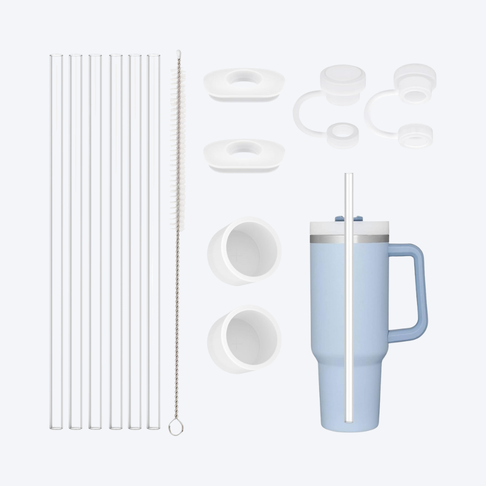 Cup Tumbler With Reusable Straw And Cleaning Brush Pack Of 6