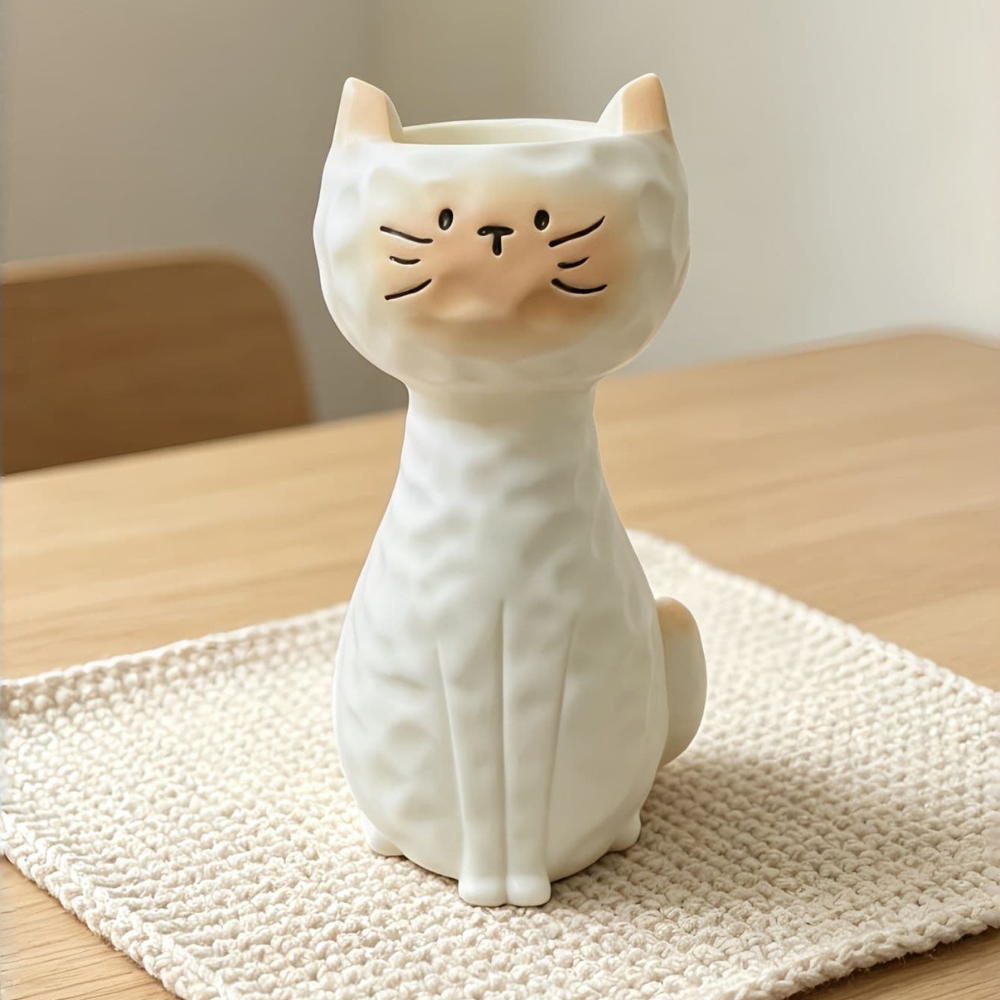 Siamese Cat Ceramic Statue Flower Vase For Home Decor