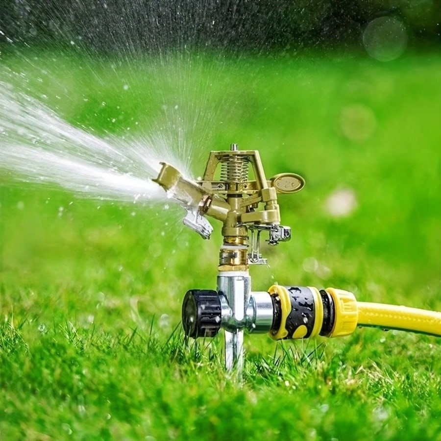 1 Piece Aluminum and Zinc Alloy Ground Spike Rotating Sprinkler For Large Garden Irrigation