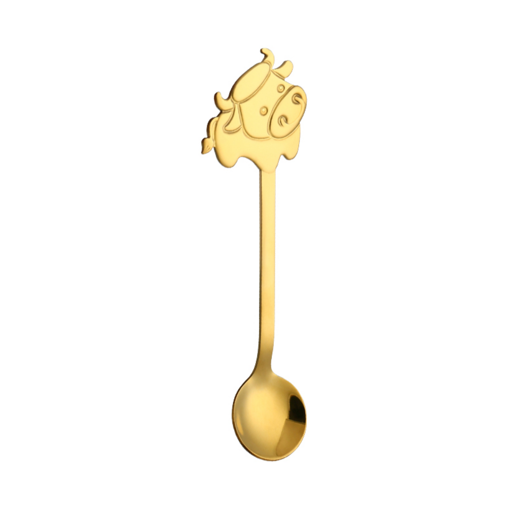 Eco-Friendly Stainless Steel Cartoon Cow Teaspoon - Grafton Collection
