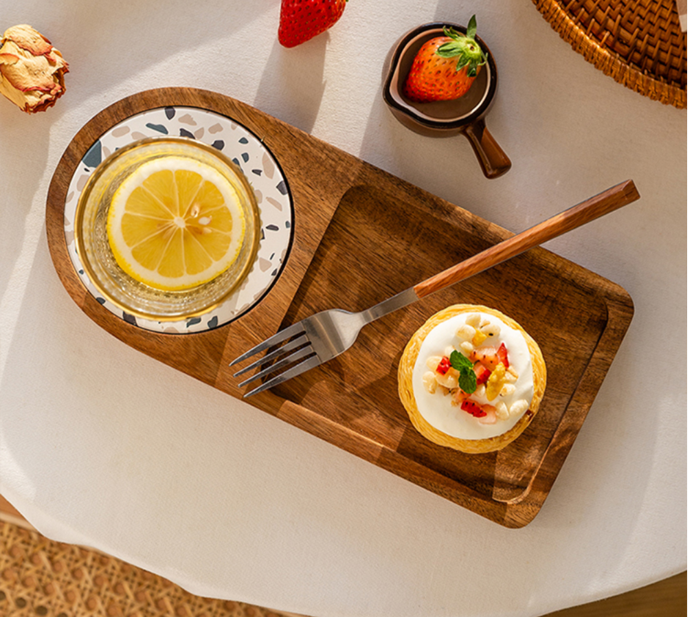 Japanese Style Acacia Wood Afternoon Tea Dessert Plate - Grafton Collection