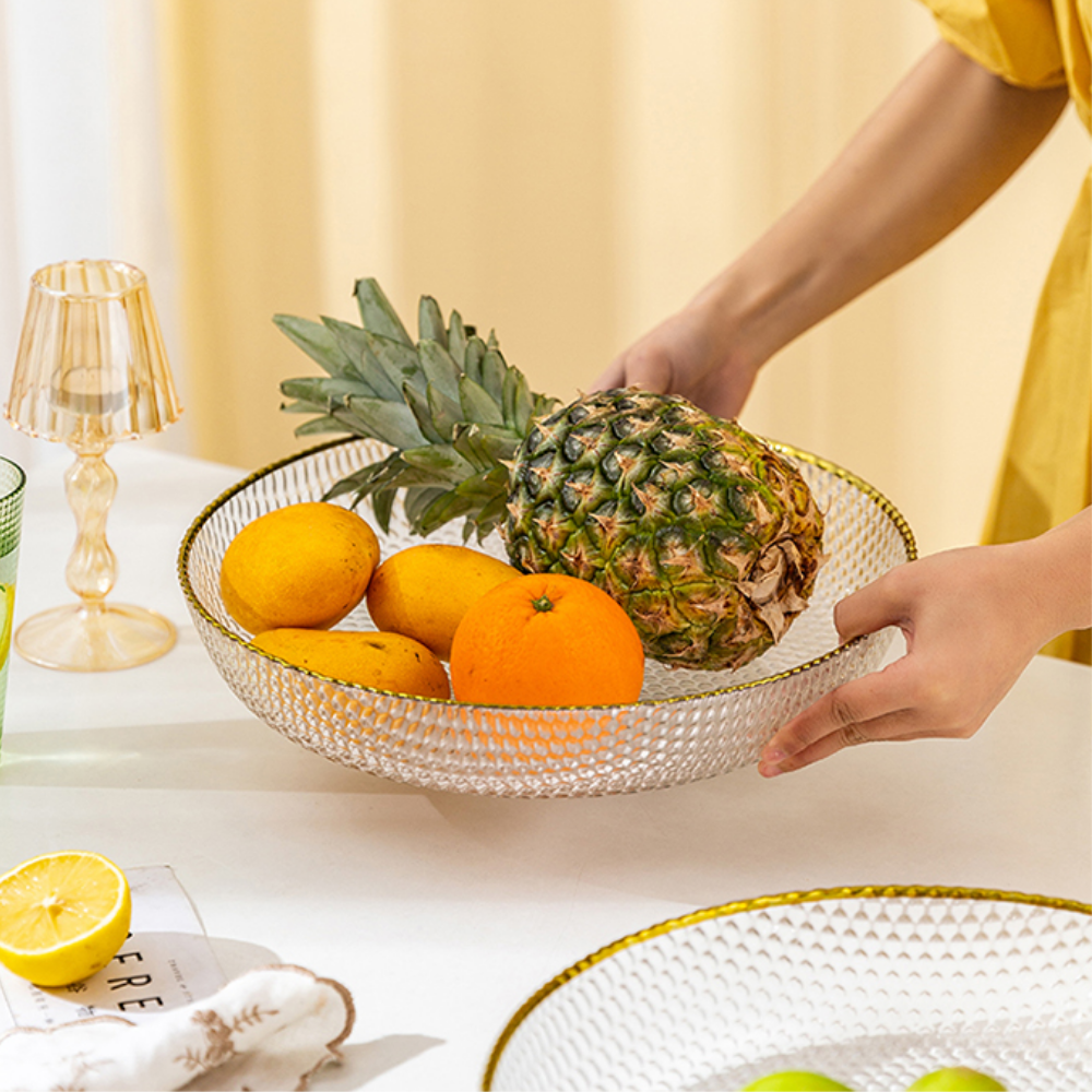 Gold Rim Transparent Glass Fruit Plates - Grafton Collection