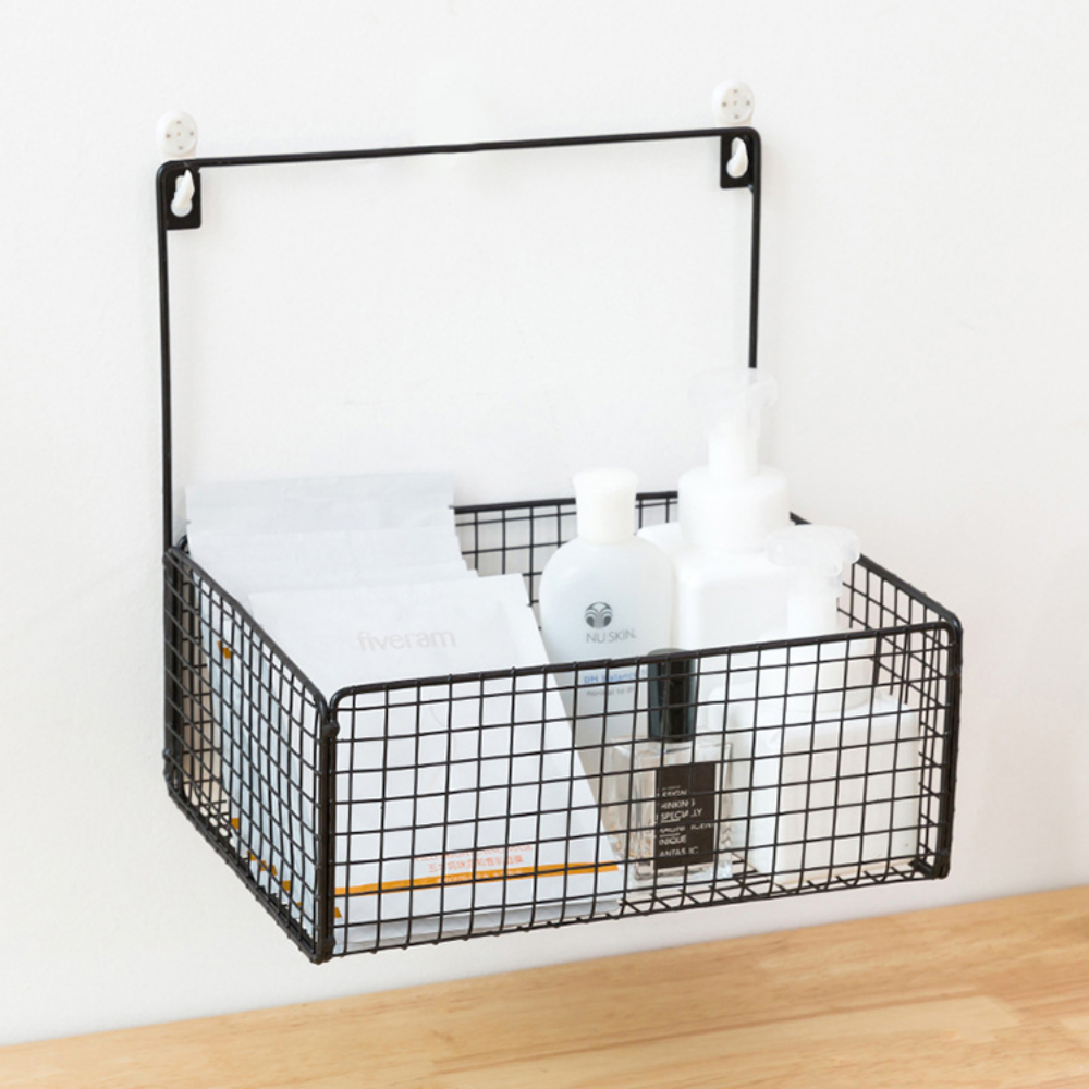Household Iron Basket Hanging Wall Storage Rack - Grafton Collection