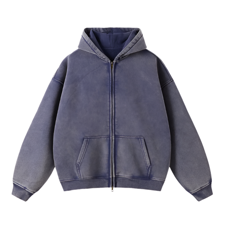 Vintage Faded Style Oversized Zip Up Hoodie