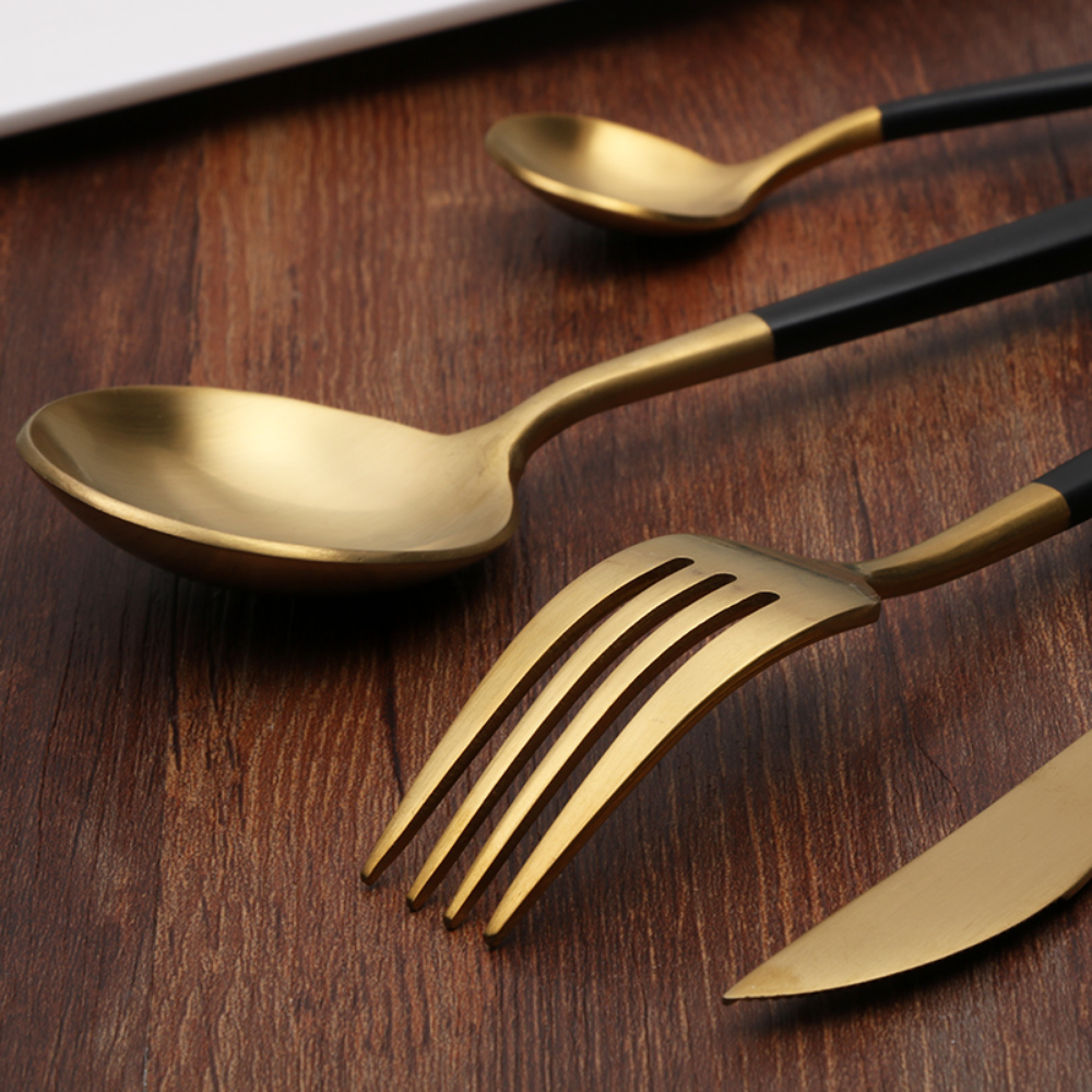 Event Black Handled Stainless Steel 4Pcs Cutlery Set - Grafton Collection
