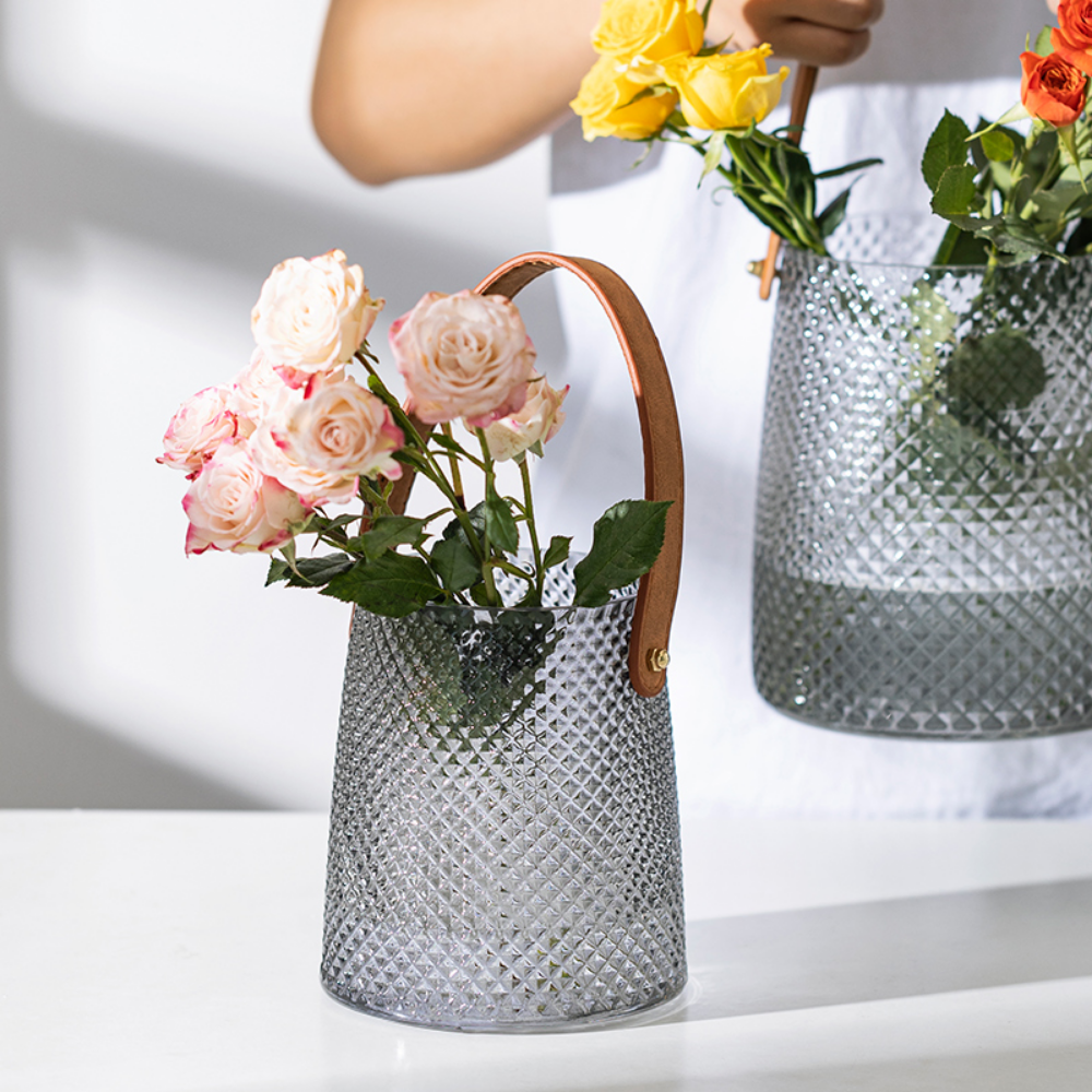 Vase With Leather Handle - Grafton Collection