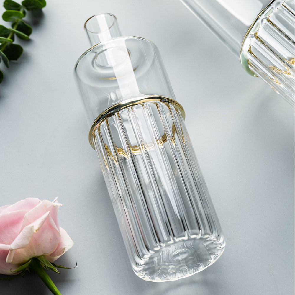 Glass Vases With Gold Ring - Grafton Collection