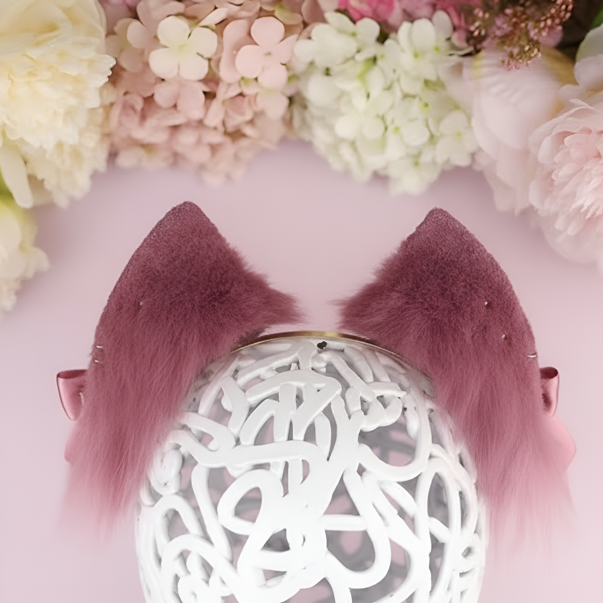 Ribbon Tied Blush Fur Tail