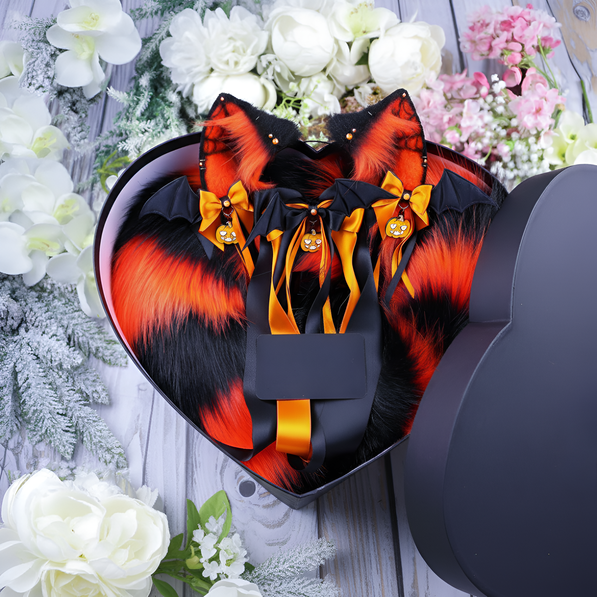 Ribbon Tied Blush Fur Tail