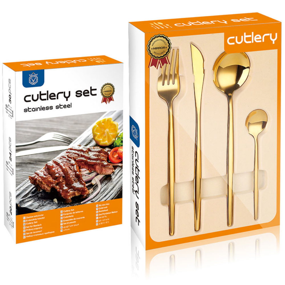 Gold-Plated Stainless Steel Flatware Set - 24 Pieces - Grafton Collection