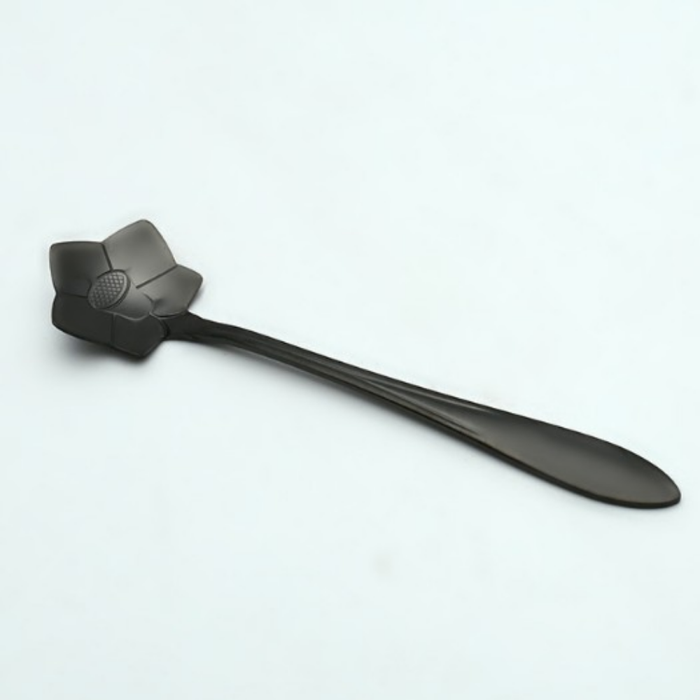 Elegant Black Stainless Steel Floral Stirring Spoon - Grafton Collection