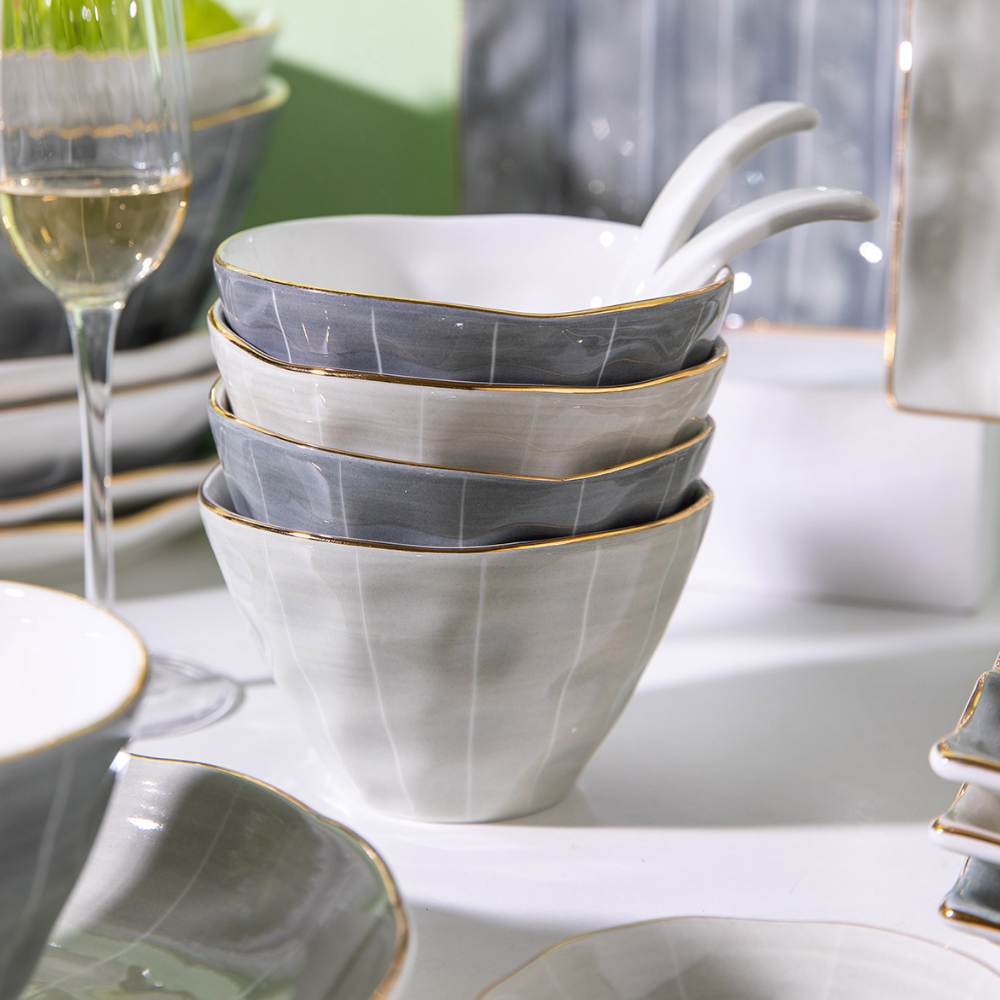 European Style Golden Rim Salad Dish - Grafton Collection