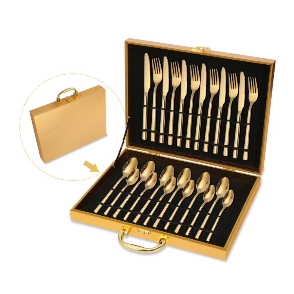 Luxurious 24Pcs Stainless Steel Flatware Set - Grafton Collection