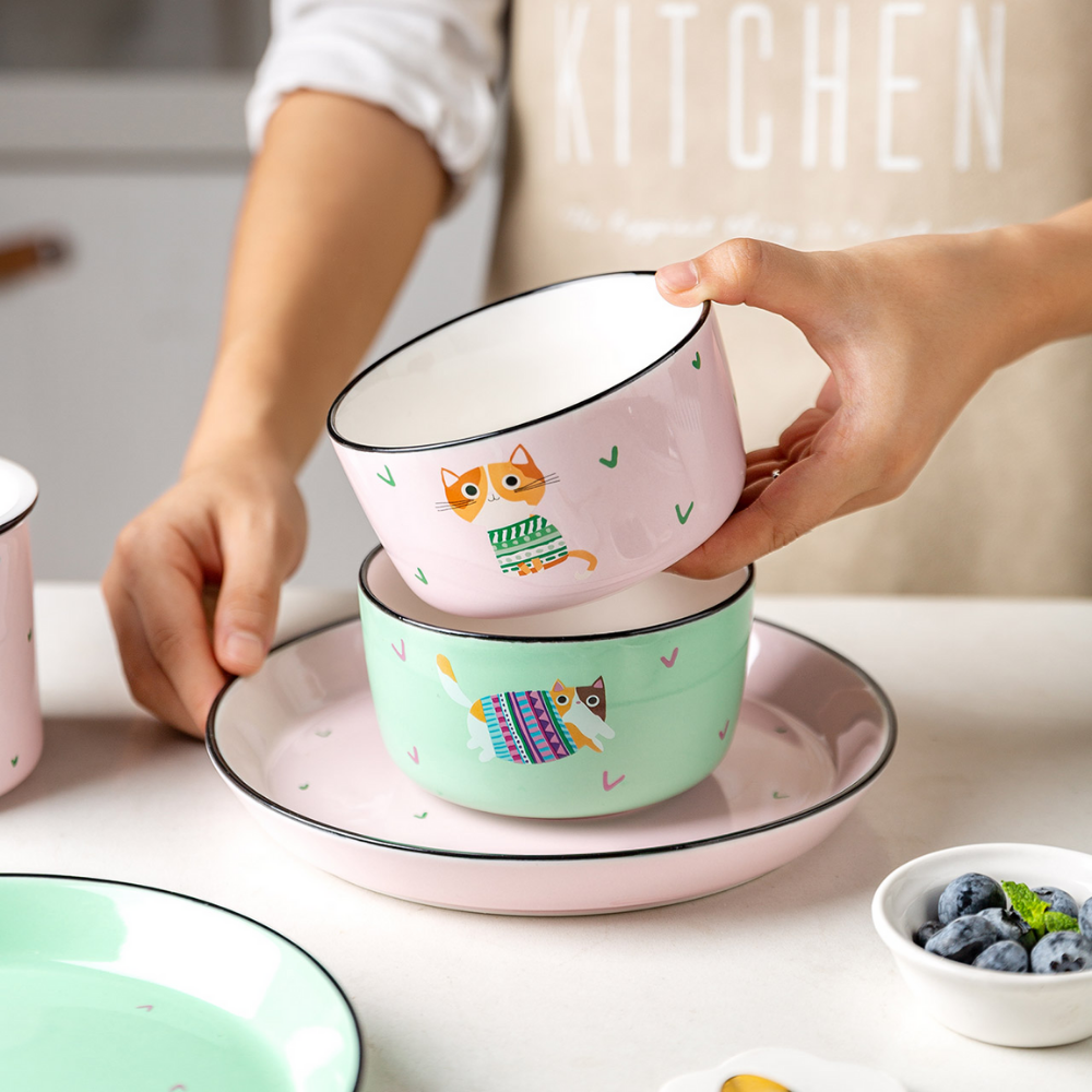 Ceramic Cartoon Cat Dinnerware - Grafton Collection