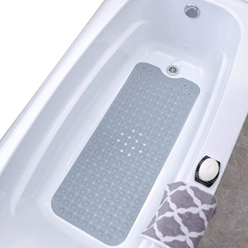 Extra Long Bath Tub & Shower Mat,Wet Floor Non-Slip for Elderly & Kids Bathroom, Longer Than Standard Bathtub Mats, Suction Cups, Drain Holes, Machine Washable - Grafton Collection