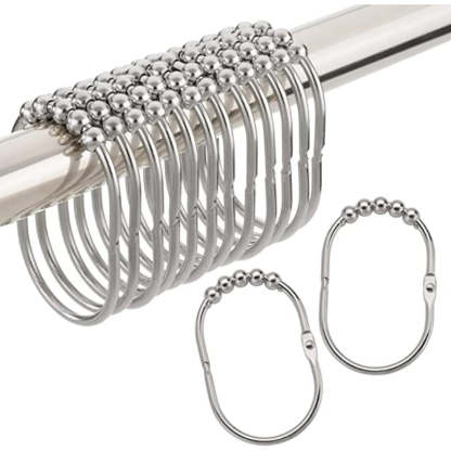 Oval Shaped Curtain Hooks Rings- Decorative Shower Curtain Hooks, Rust Proof Stainless Steel Shower Curtain Rings - Grafton Collection