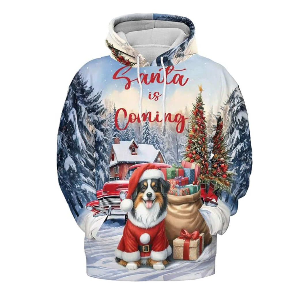 Christmas Santa Dog Truck Tree All Over Print 3D Zip Hoodie