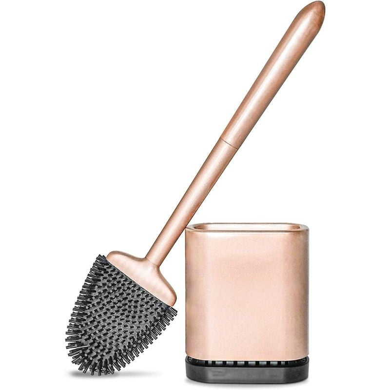 Toilet Brush And Holder Set For Bathroom, Flexible Toilet Bowl Brush Head With Silicone Bristles, Compact Size For Storage And Organization, Ventilation Slots Base - Grafton Collection