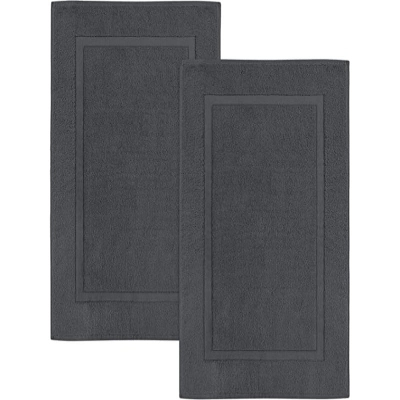 Pack Of 2 Cotton Banded Bath Mats- Highly Absorbent and Machine Washable Shower Bathroom Floor Towel - Grafton Collection