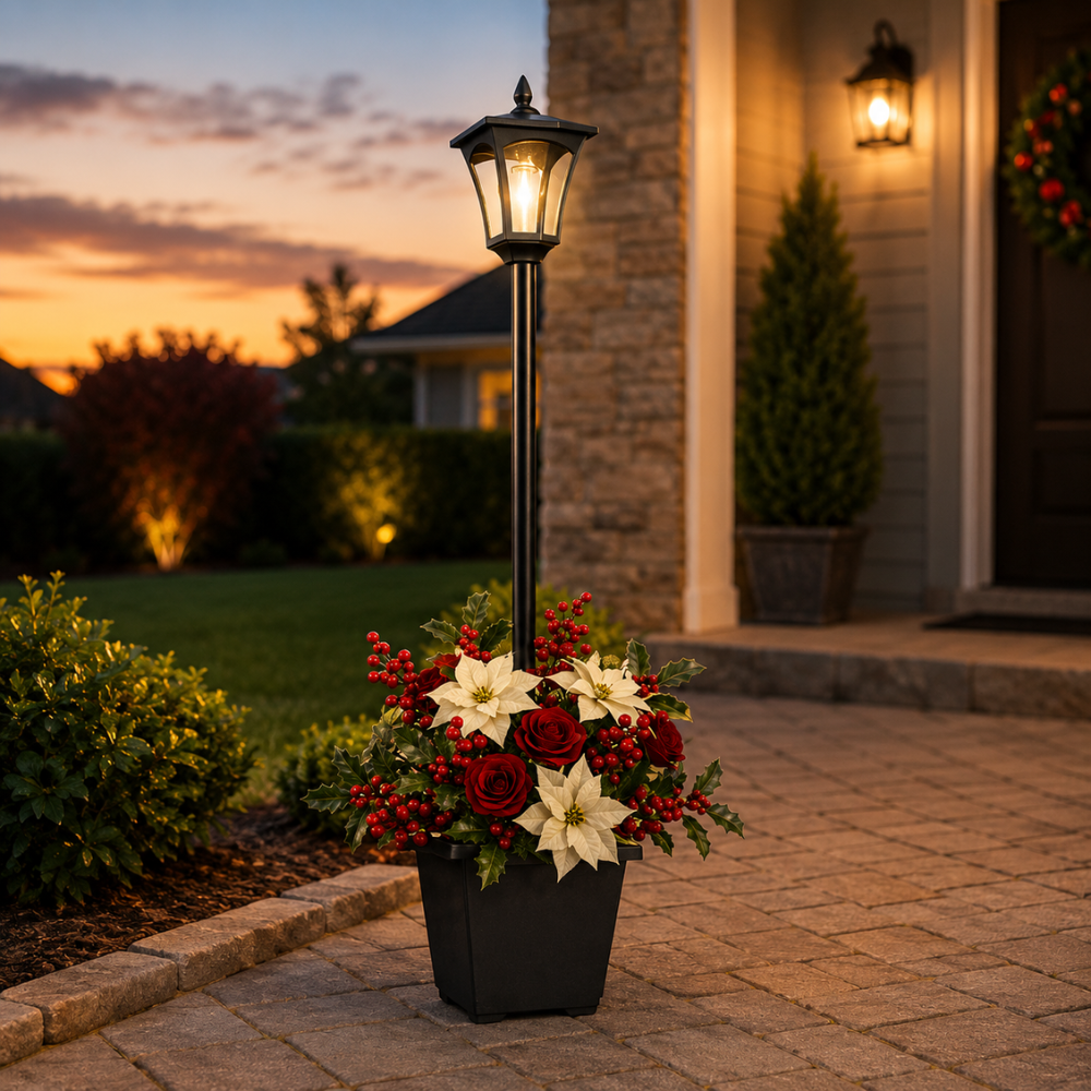 1/2 Pcs Solar Post Light With Planter