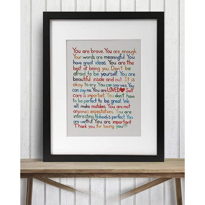 You Are Enough-Loved-Important Printed Motivational Quote Wall Art - Grafton Collection