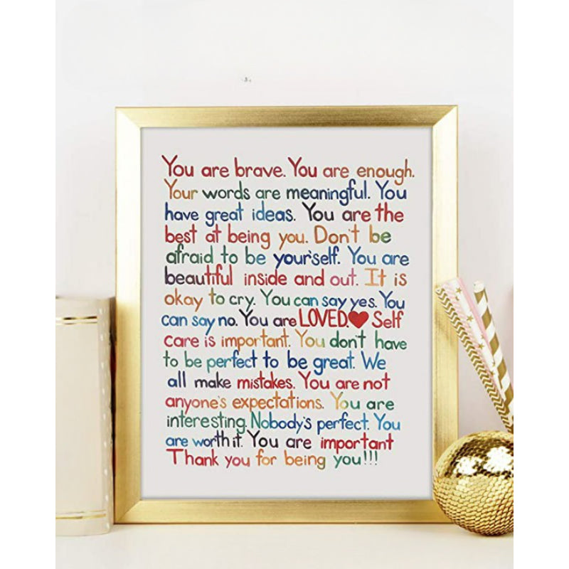 You Are Enough-Loved-Important Printed Motivational Quote Wall Art - Grafton Collection