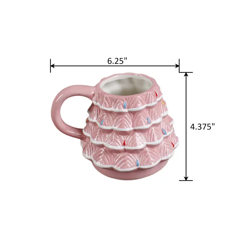 18oz Ceramic Reusable Christmas Tree Mug With Handle
