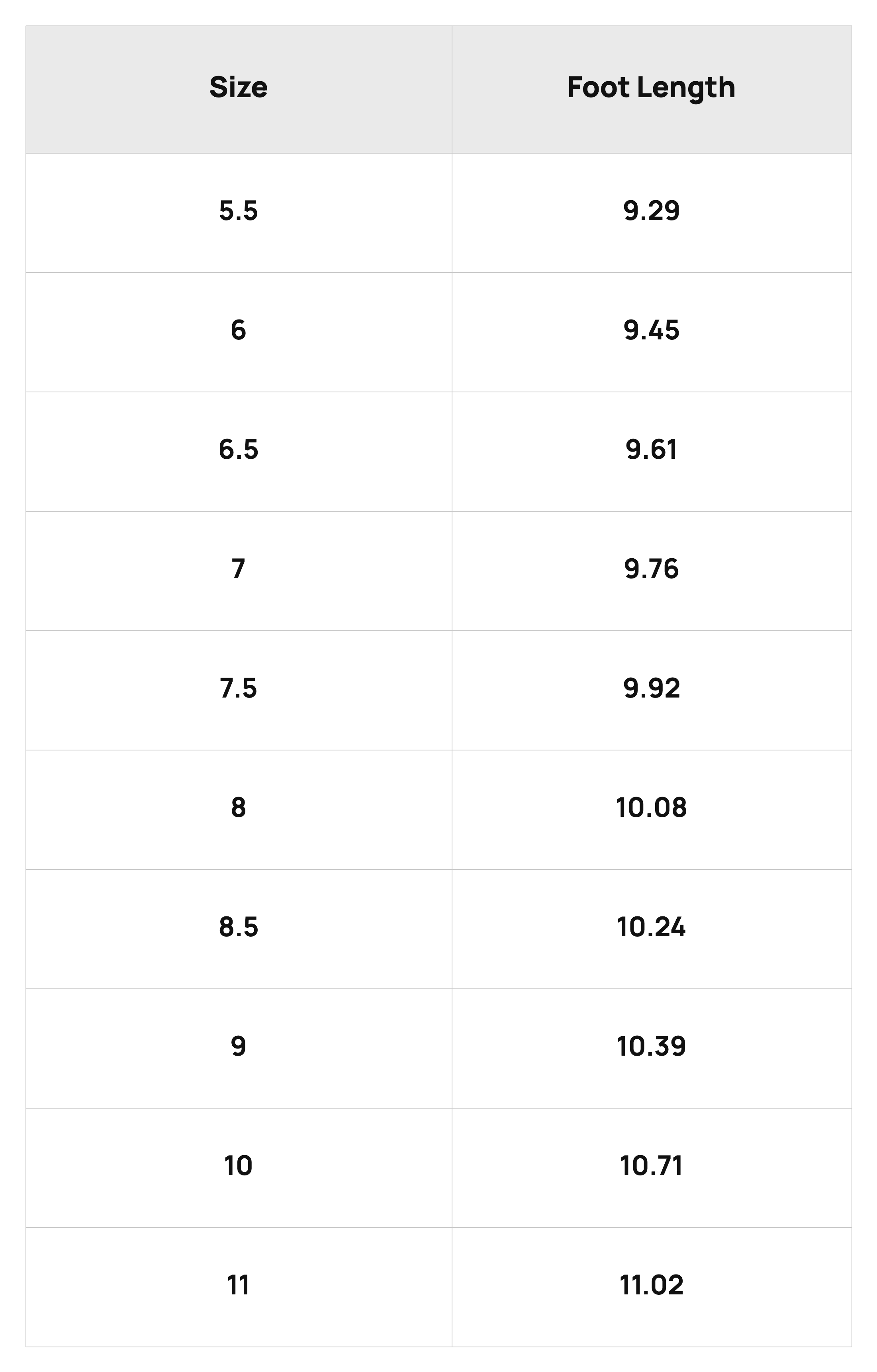 Size Chart