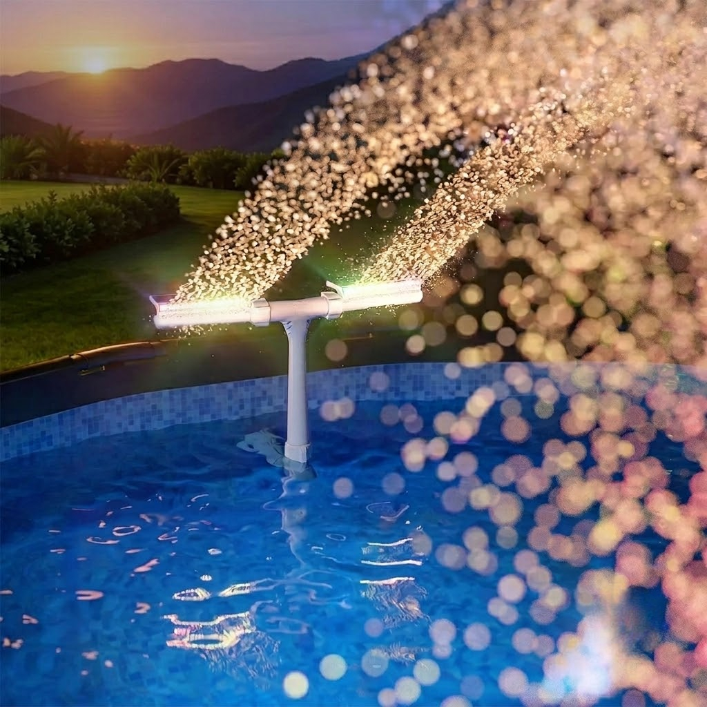 Dual Spray Solar Pool Fountain With Lights
