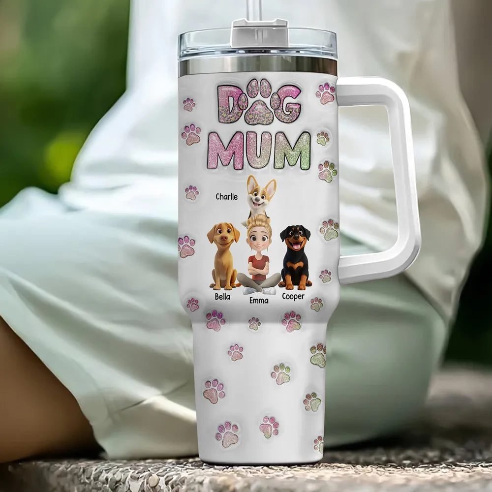 Dog Mom Personalized Custom 3D Inflated Effect Tumbler