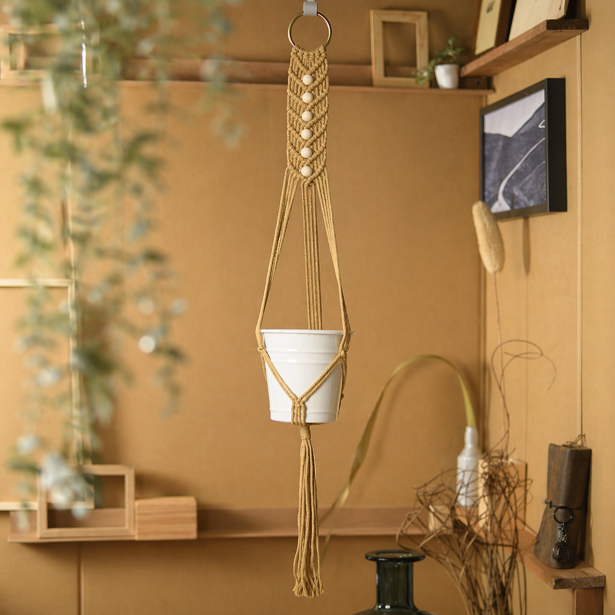 Macrame Plant Hanger With Tassel For Indoor Decor Pot