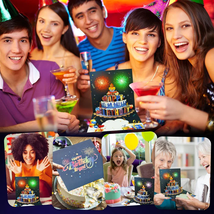 3D Pop Up Birthday Card With Envelope And Lights And Sound Effect