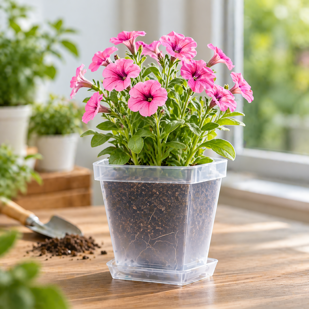 20 Pieces Of Transparent Mini Square Plant Pots Set