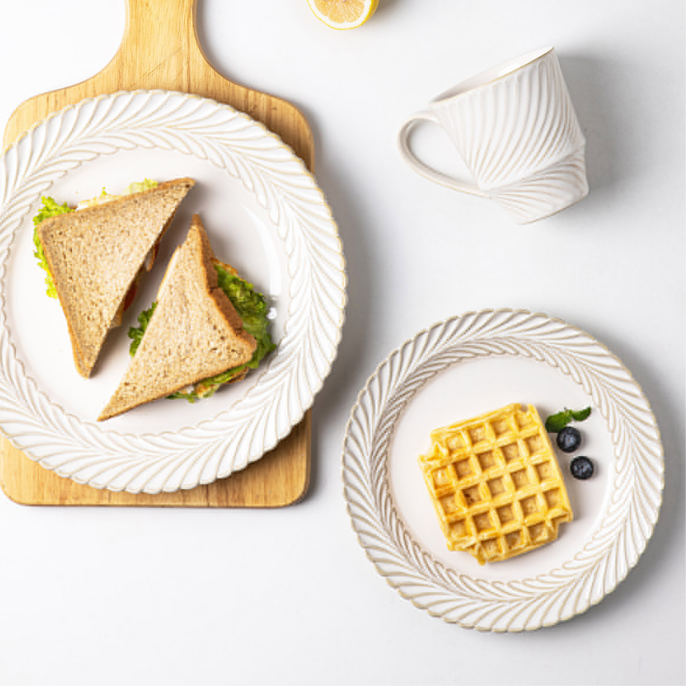 White Japanese Retro-Style Dinnerware Set - Grafton Collection