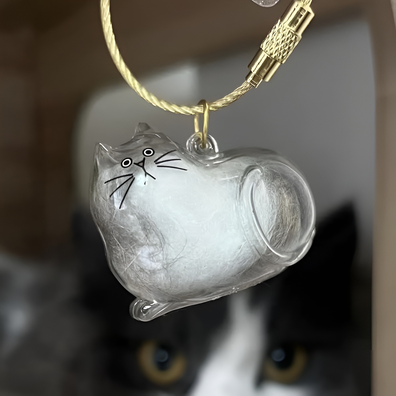 Cat Fur Memorial Keepsake Keychain Pet