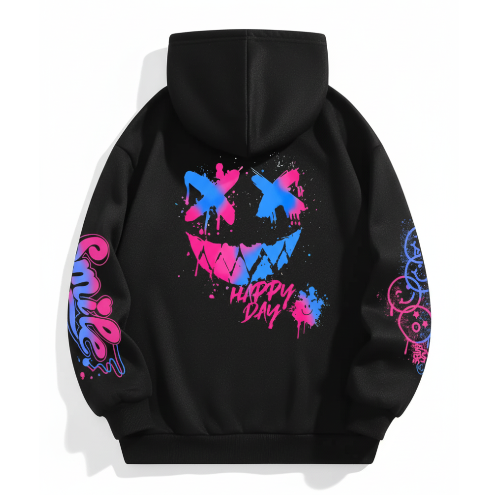 Women Happy Day Hoodie With Colorful Splash Smile Face