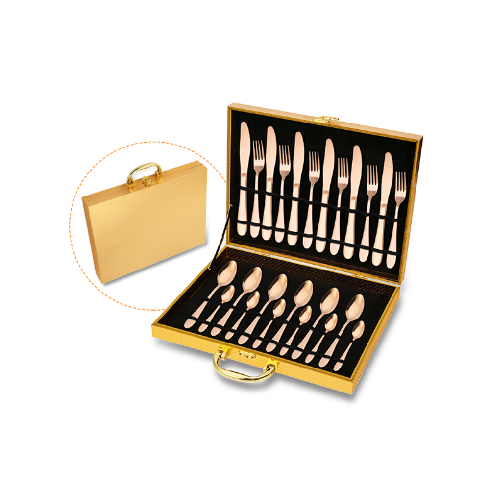 Royal Gold Case 24Pcs Flatware Dinner Set - Grafton Collection