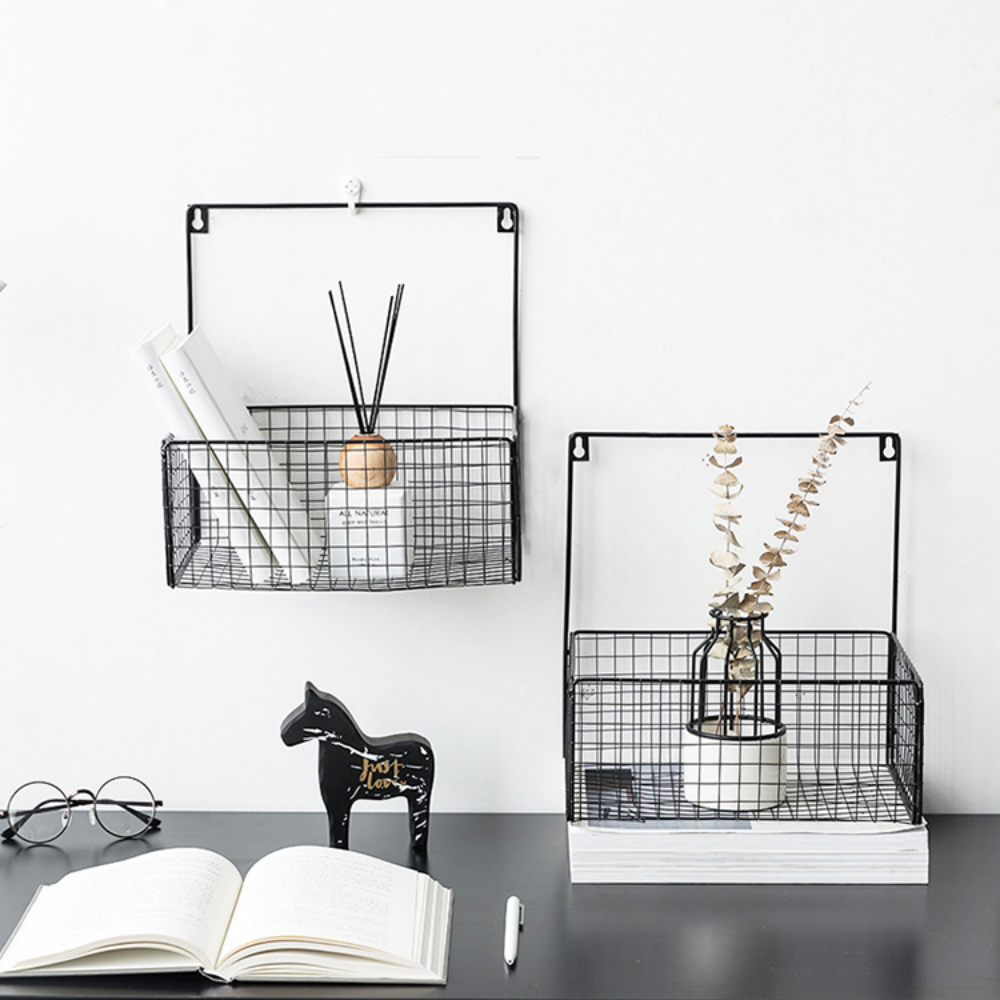 Household Iron Basket Hanging Wall Storage Rack - Grafton Collection