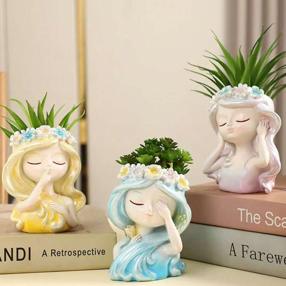 Creative Girl Sleeping Pose Figurine For Succulent And Tool Storage