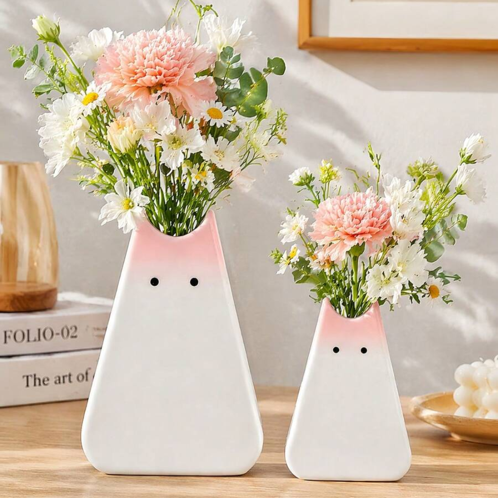Standing Cat Flower Vase Decorative Ornament For Home Display And Decor