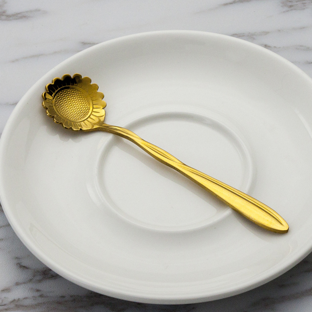 Gold-Plated Stainless Steel Floral Stirring Spoon - Grafton Collection