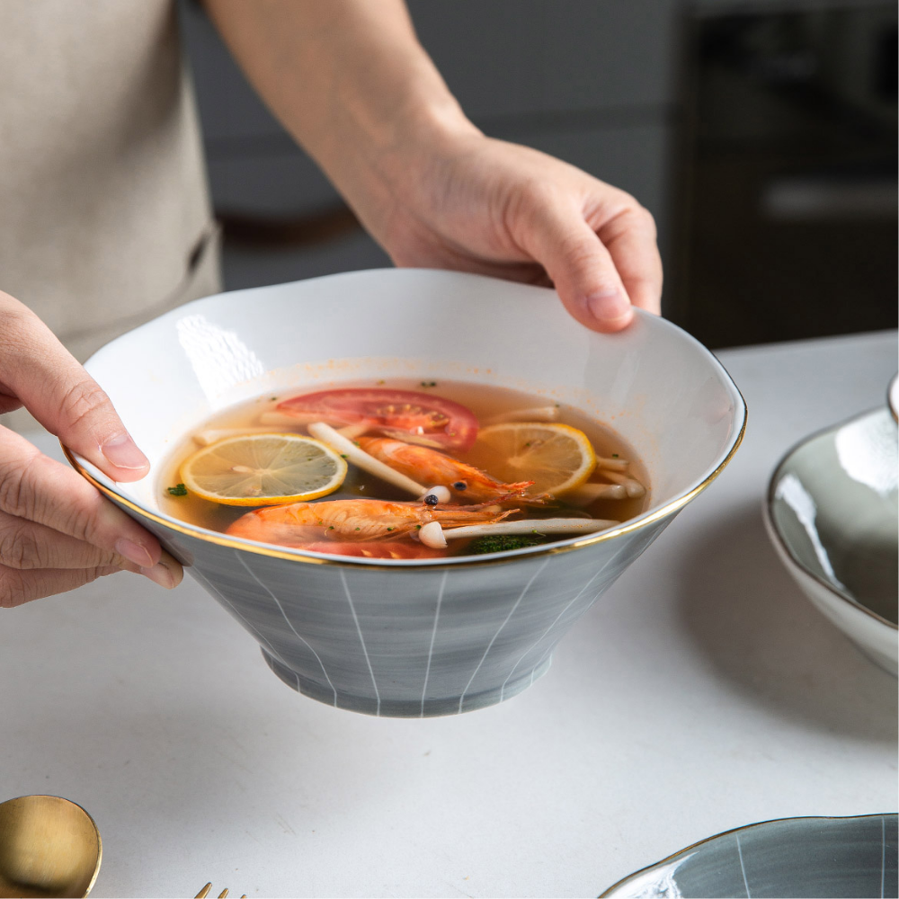 European Style Golden Rim Salad Dish - Grafton Collection