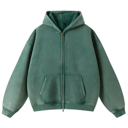 Vintage Faded Style Oversized Zip Up Hoodie