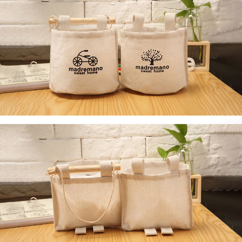 Japanese Simple Cotton & Linen Single Pocket Storage Bag - Grafton Collection