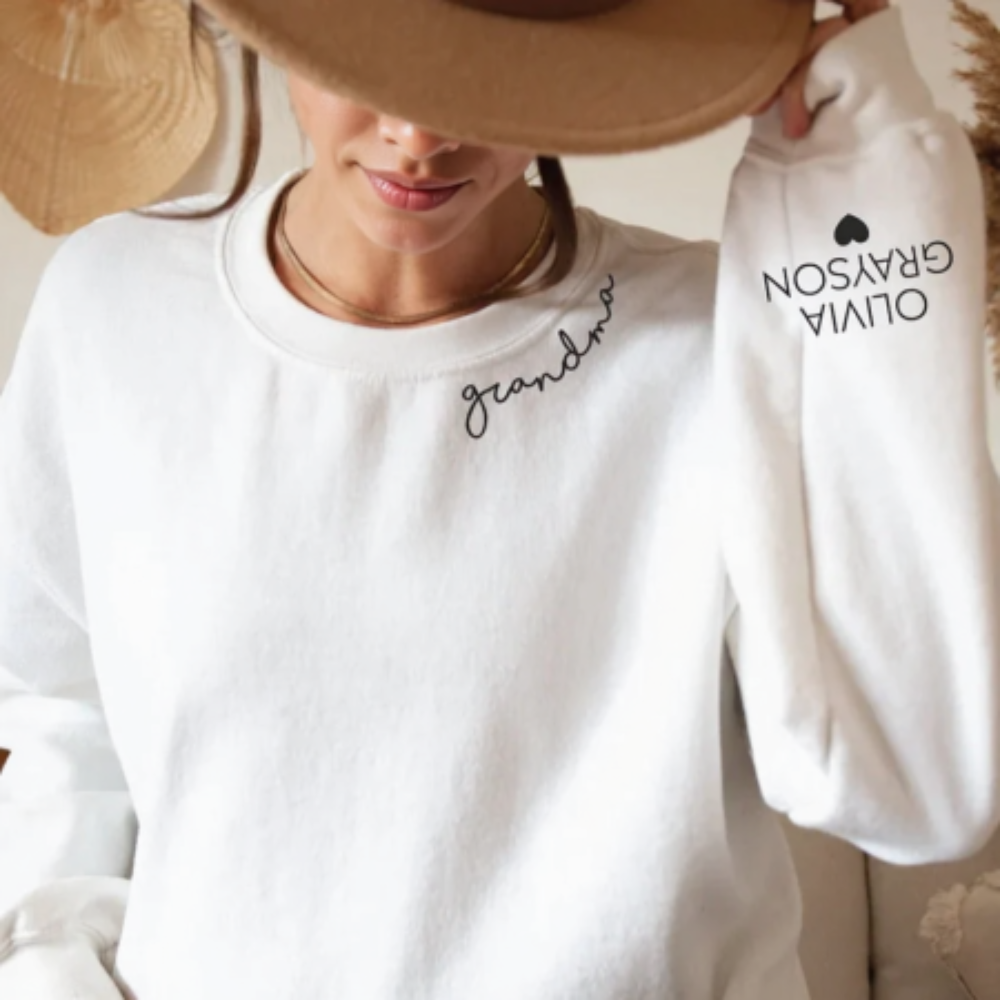 Personalized Mama Sweatshirt with Name on Sleeve