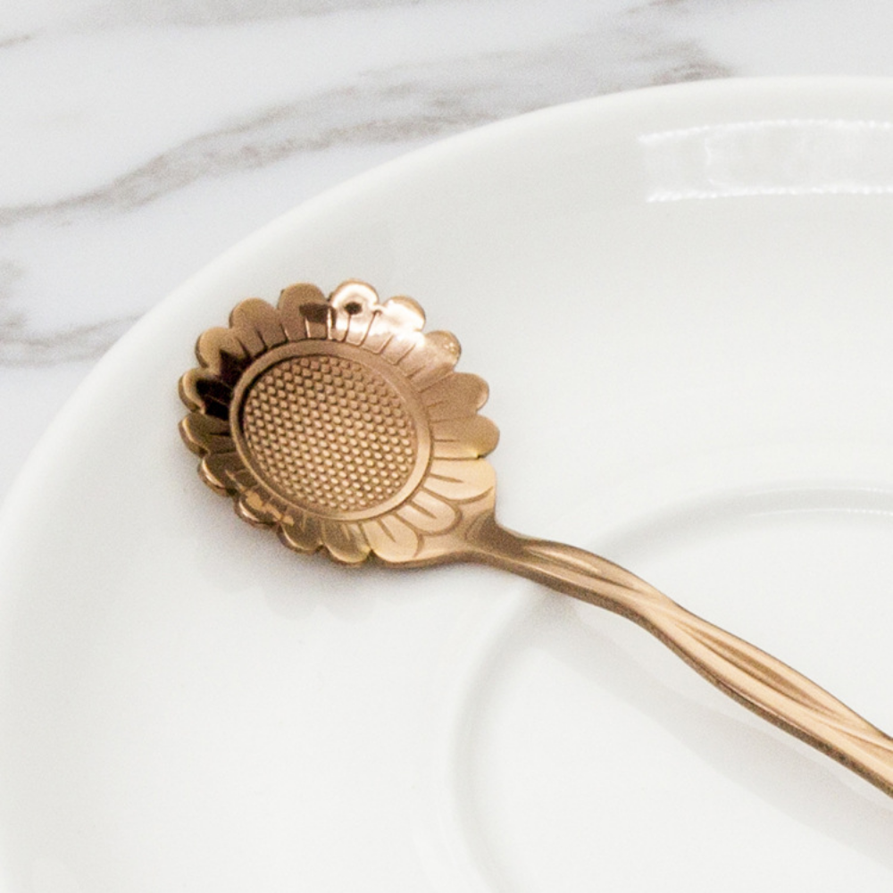 Rose Gold-Plated Stainless Steel Floral Stirring Spoon - Grafton Collection