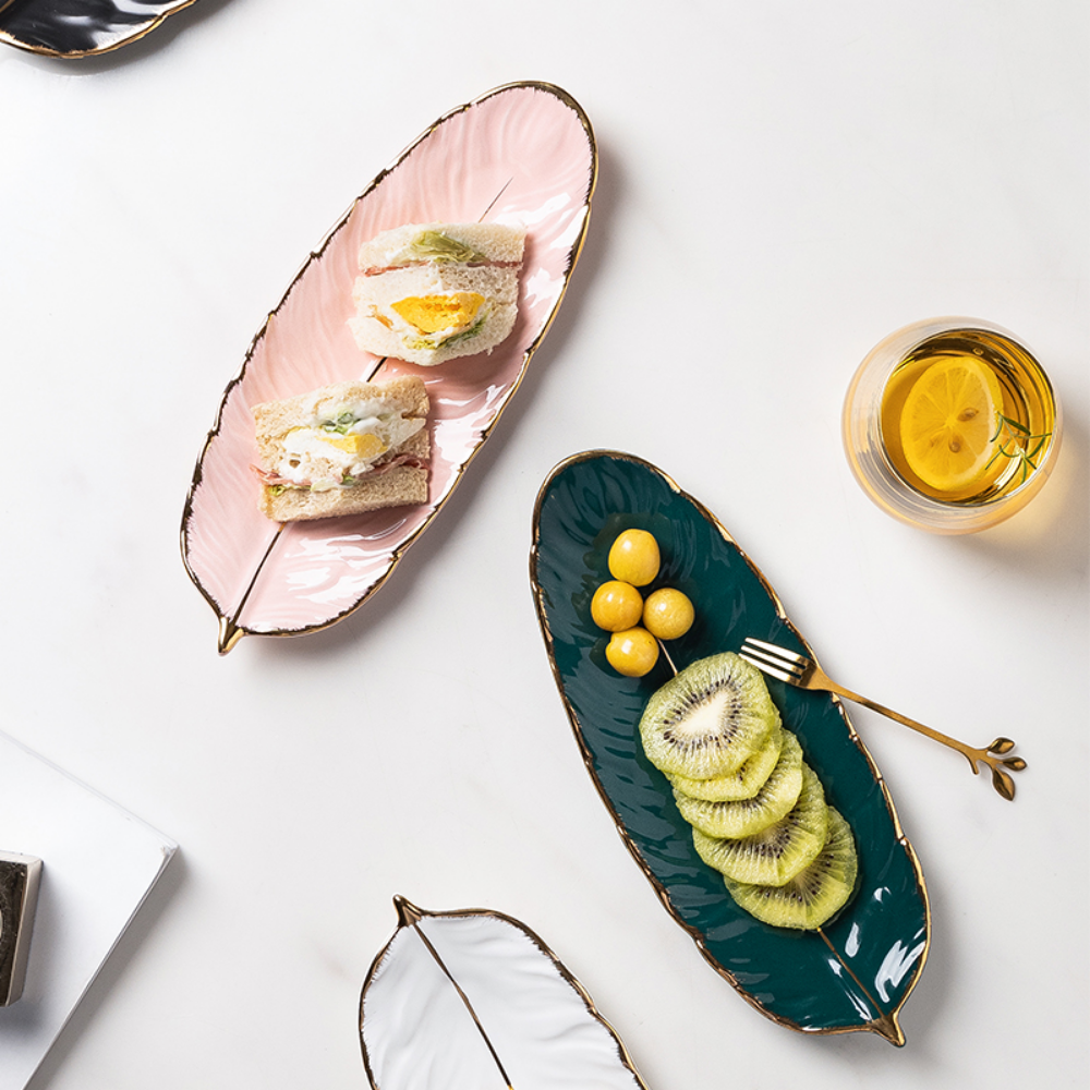 Leaf-Shaped Ceramic Serving Plates - Grafton Collection