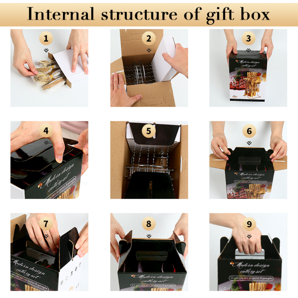 Gold Silverware Knife Fork Spoon Set - Grafton Collection