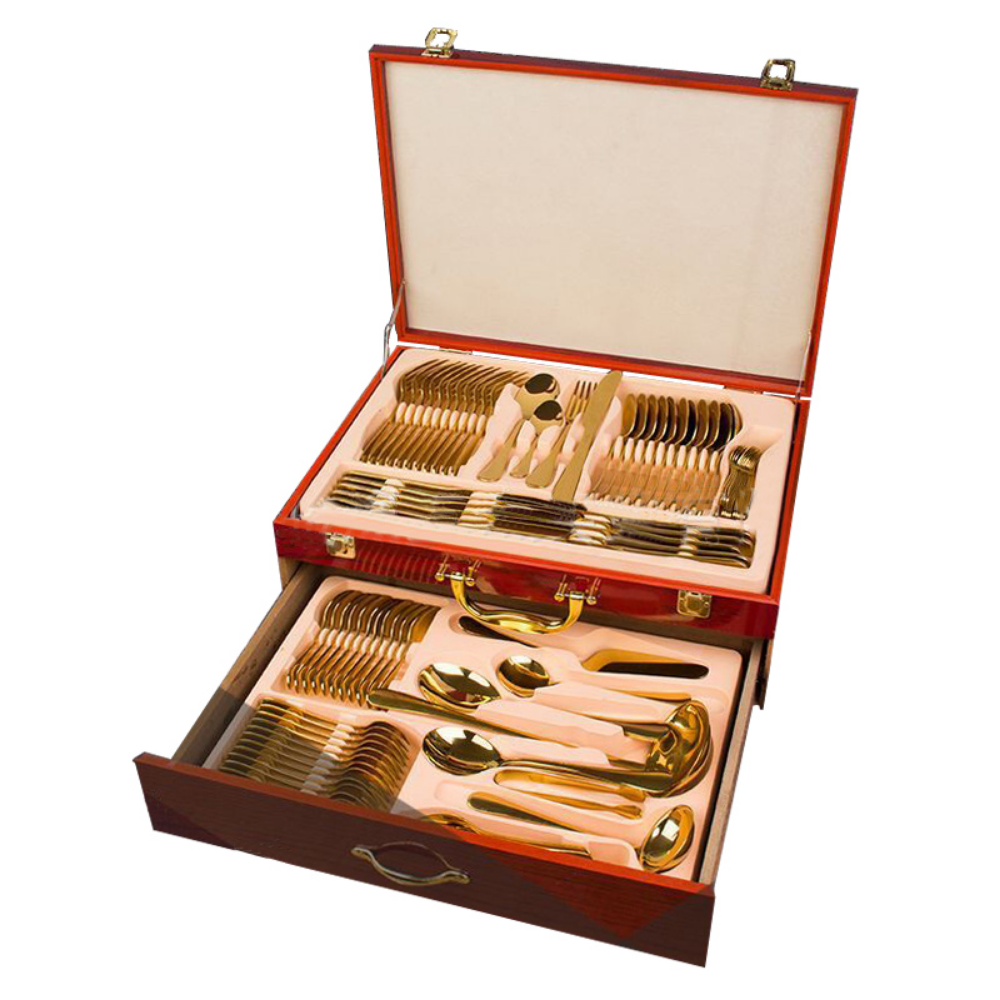 High Quality 72Pcs Stainless Steel Cutlery Set With Wooden Case - Grafton Collection